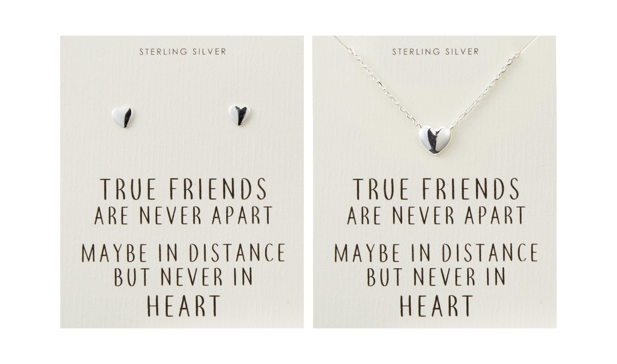 Sterling Silver Friendship Quote Heart Set - Philip Jones Jewellery