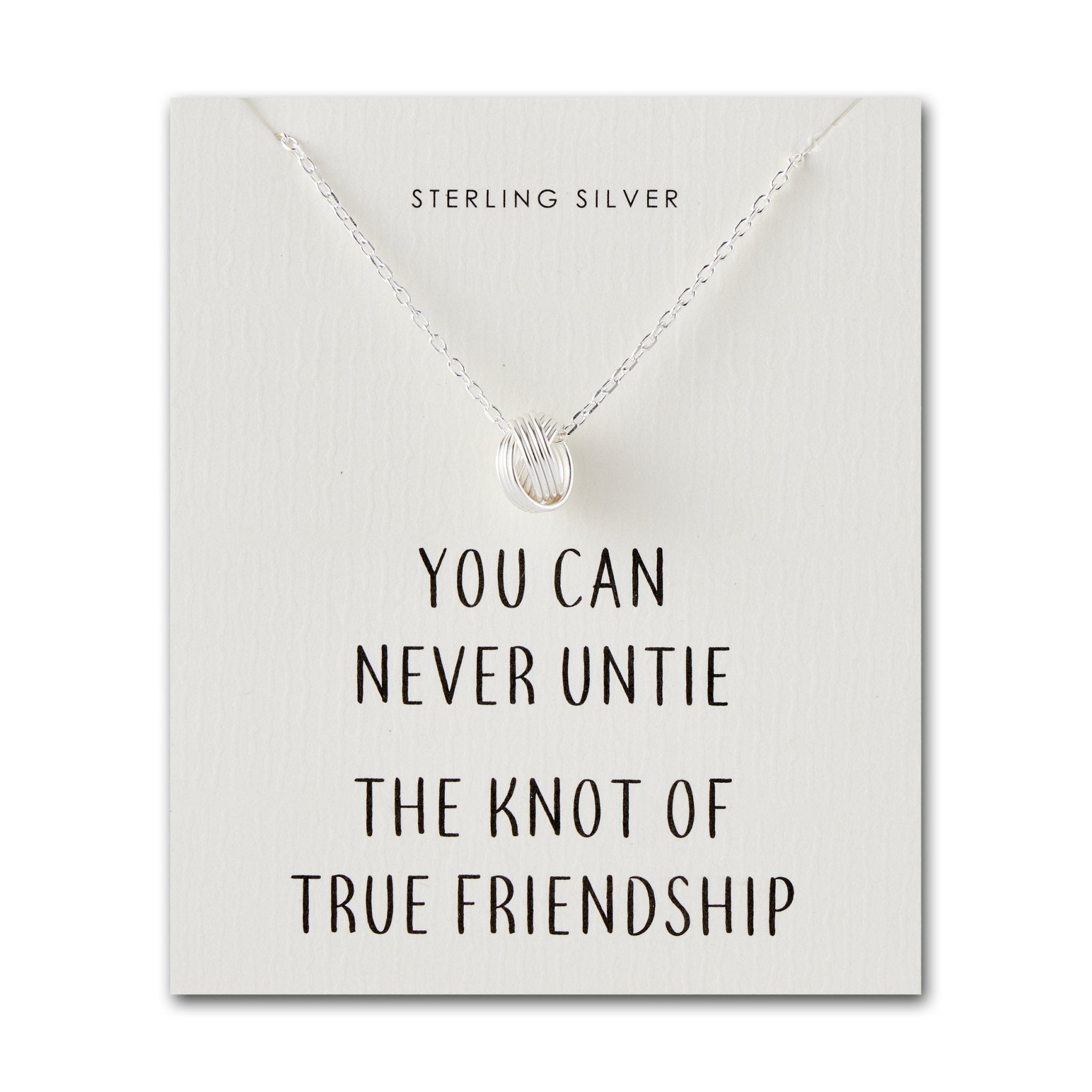 Sterling Silver Friendship Quote Knot Necklace - Philip Jones Jewellery