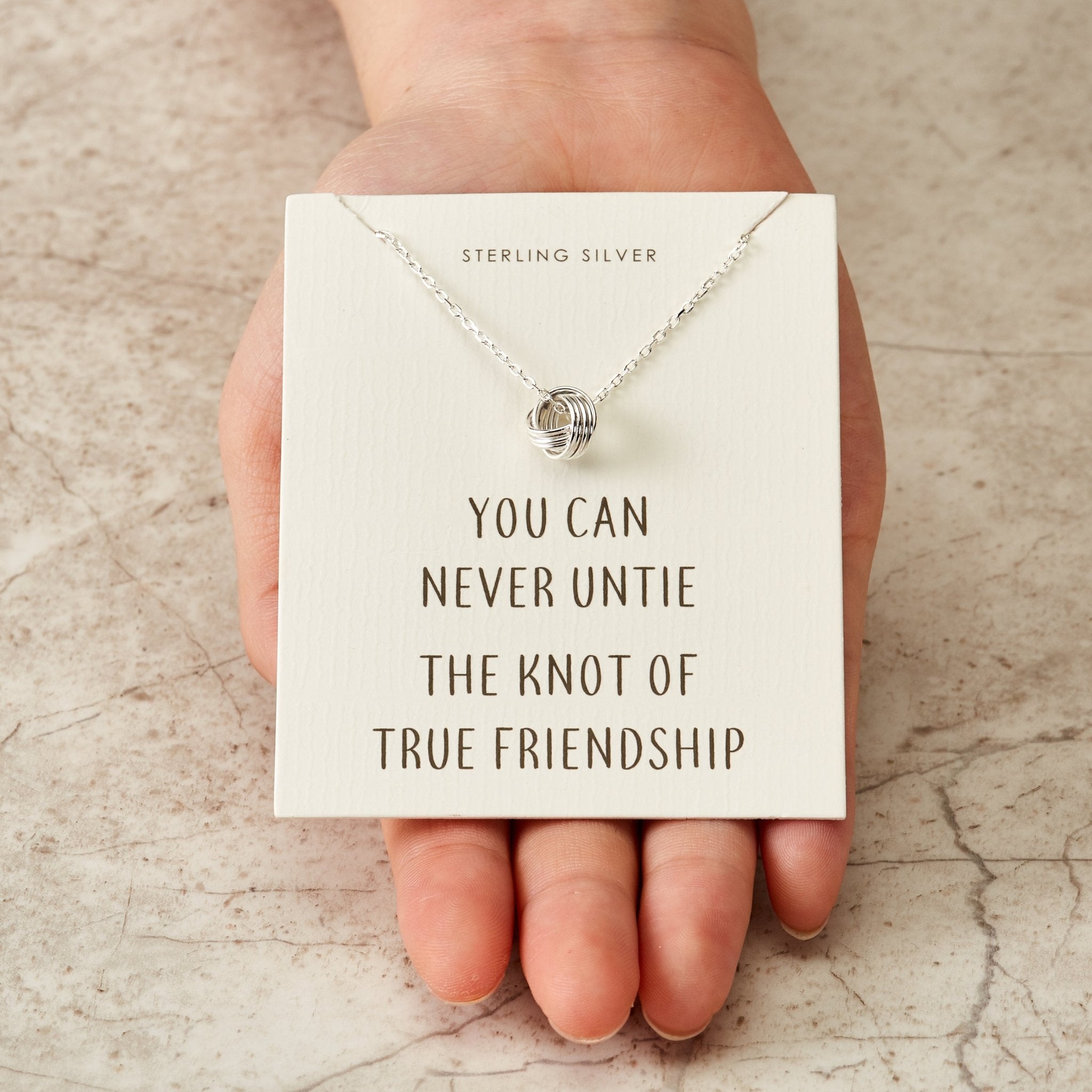 Sterling Silver Friendship Quote Knot Necklace - Philip Jones Jewellery