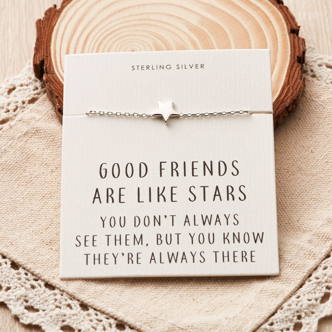 Sterling Silver Friendship Quote Star Bracelet - Philip Jones Jewellery