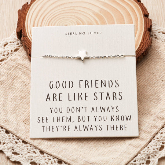 Sterling Silver Friendship Quote Star Bracelet - Philip Jones Jewellery