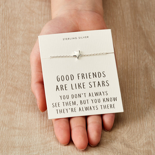 Sterling Silver Friendship Quote Star Bracelet - Philip Jones Jewellery