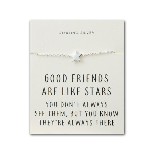 Sterling Silver Friendship Quote Star Bracelet - Philip Jones Jewellery