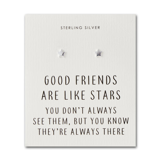 Sterling Silver Friendship Quote Star Earrings - Philip Jones Jewellery