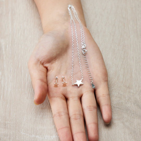 Sterling Silver Friendship Quote Star Set - Philip Jones Jewellery