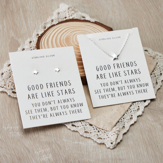 Sterling Silver Friendship Quote Star Set - Philip Jones Jewellery