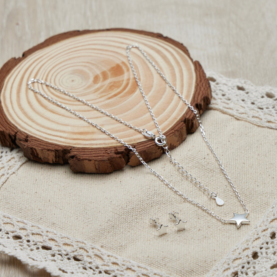 Sterling Silver Friendship Quote Star Set - Philip Jones Jewellery