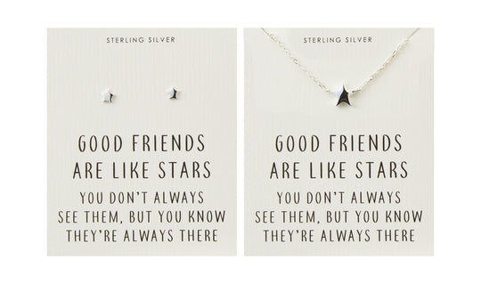 Sterling Silver Friendship Quote Star Set - Philip Jones Jewellery