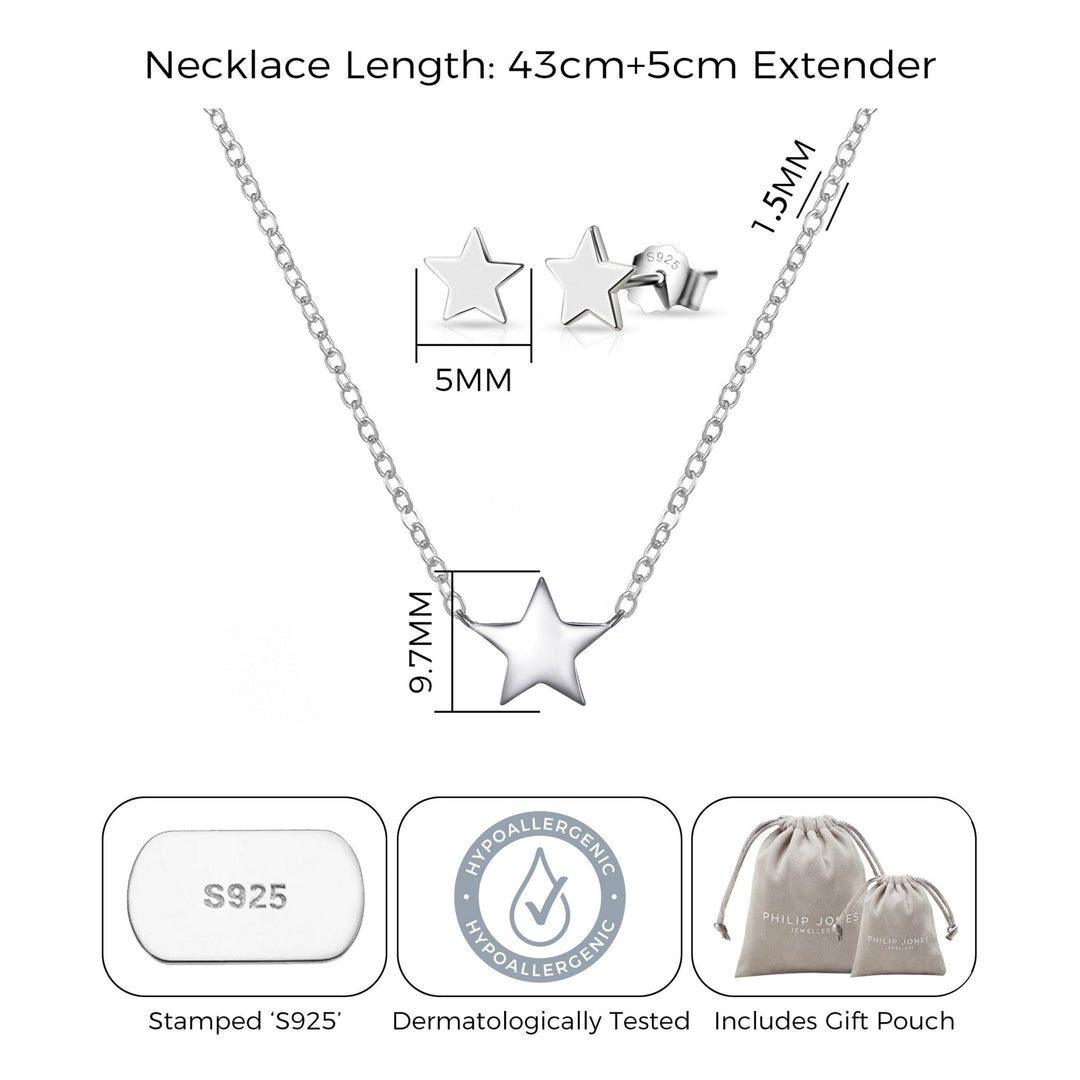 Sterling Silver Friendship Quote Star Set - Philip Jones Jewellery