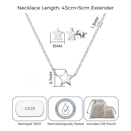 Sterling Silver Friendship Quote Star Set - Philip Jones Jewellery
