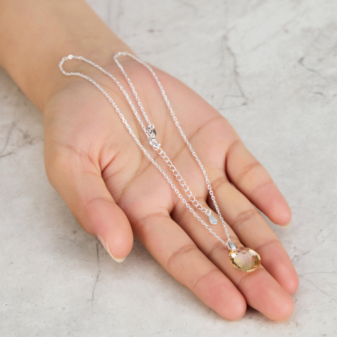 Sterling Silver Golden Shadow Necklace Created with Zircondia® Crystals - Philip Jones Jewellery