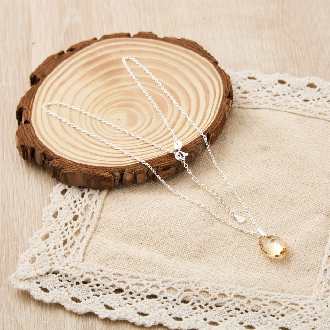 Sterling Silver Golden Shadow Necklace Created with Zircondia® Crystals - Philip Jones Jewellery