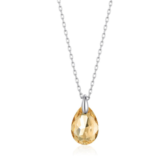 Sterling Silver Golden Shadow Necklace Created with Zircondia® Crystals - Philip Jones Jewellery