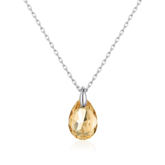 Sterling Silver Golden Shadow Necklace Created with Zircondia® Crystals - Philip Jones Jewellery