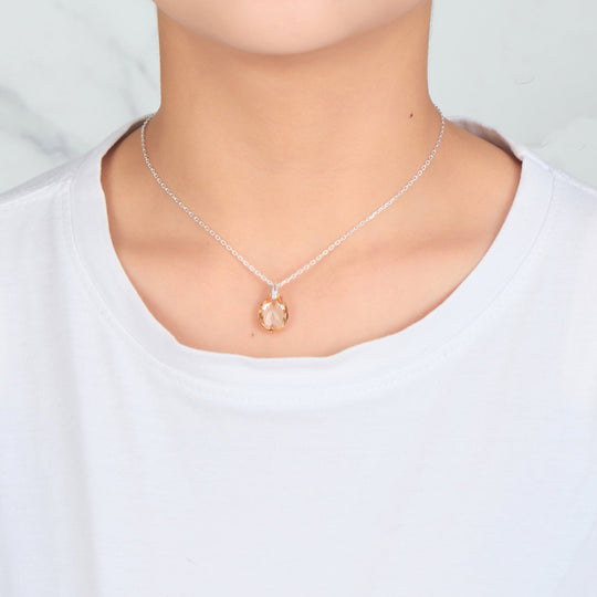 Sterling Silver Golden Shadow Necklace Created with Zircondia® Crystals - Philip Jones Jewellery