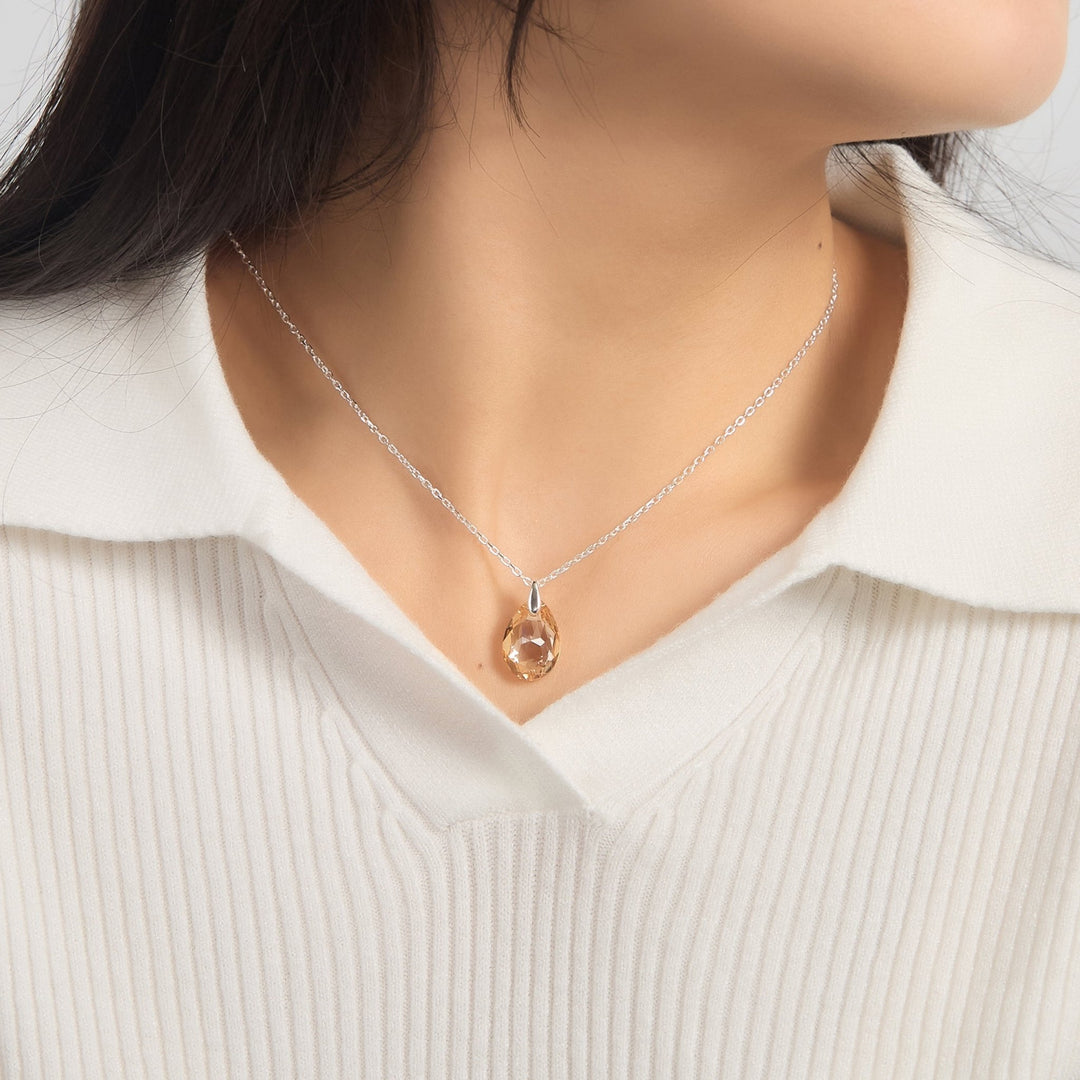 Sterling Silver Golden Shadow Necklace Created with Zircondia® Crystals - Philip Jones Jewellery