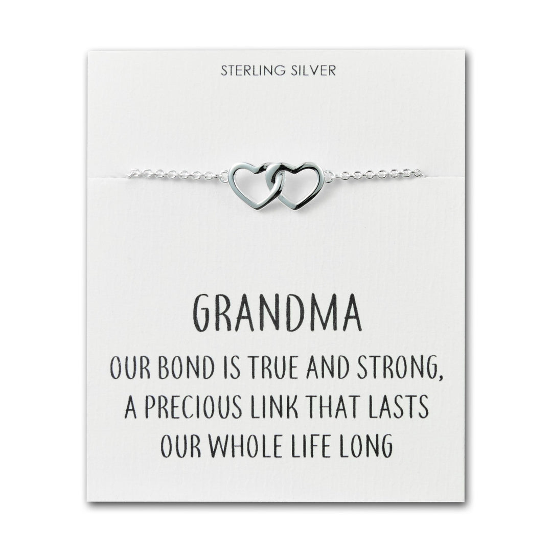 Sterling Silver Grandma Quote Heart Link Bracelet - Philip Jones Jewellery