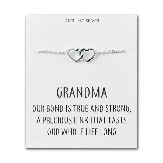 Sterling Silver Grandma Quote Heart Link Bracelet - Philip Jones Jewellery