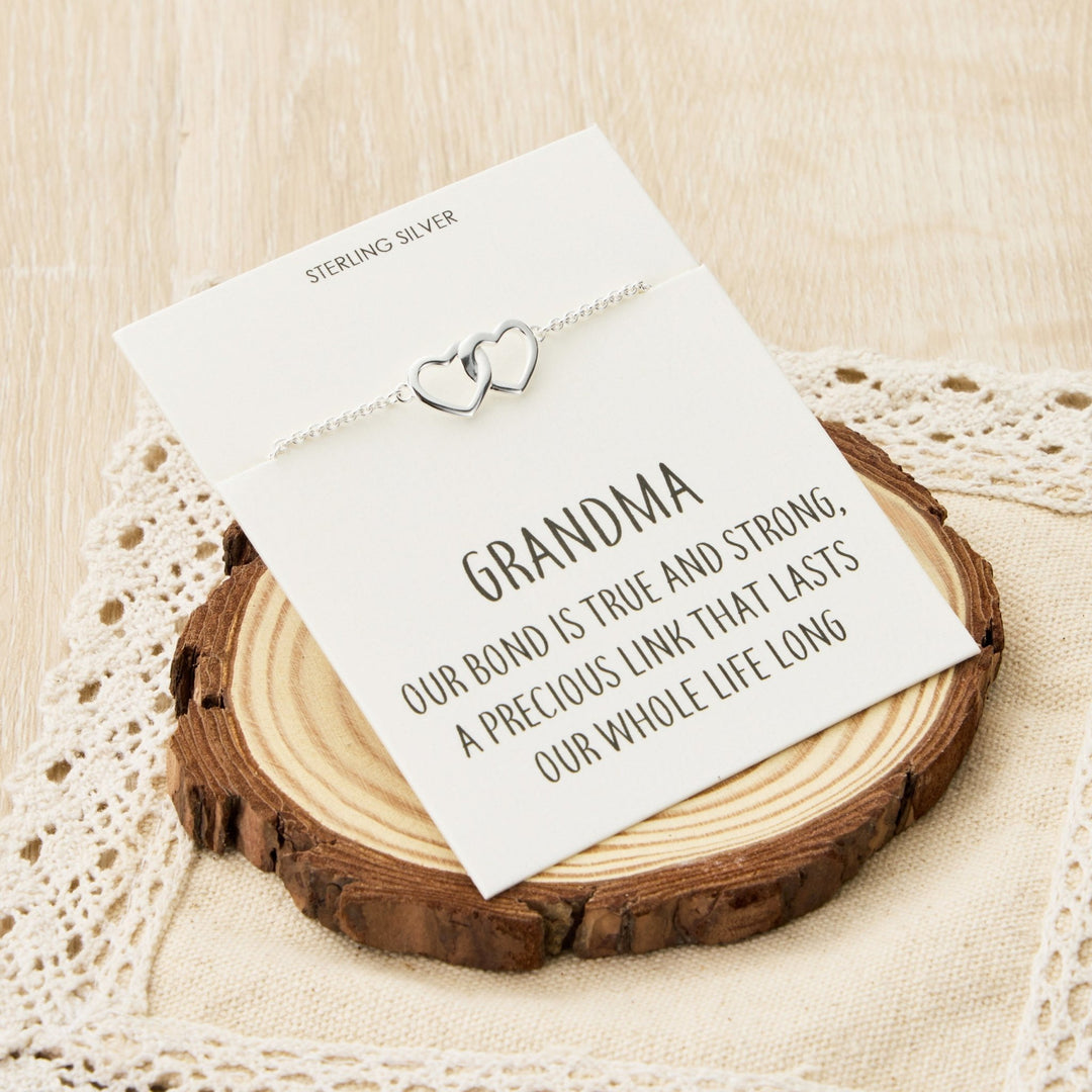 Sterling Silver Grandma Quote Heart Link Bracelet - Philip Jones Jewellery
