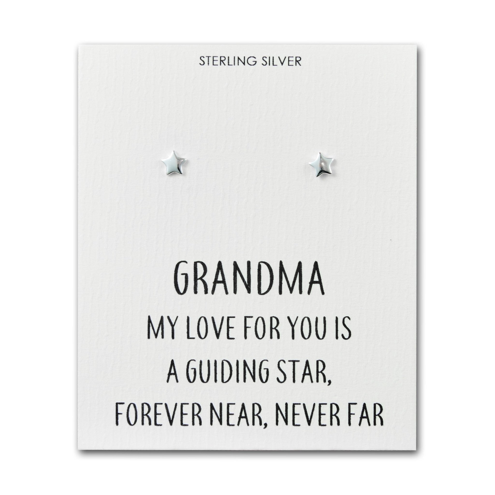 Sterling Silver Grandma Quote Star Earrings - Philip Jones Jewellery