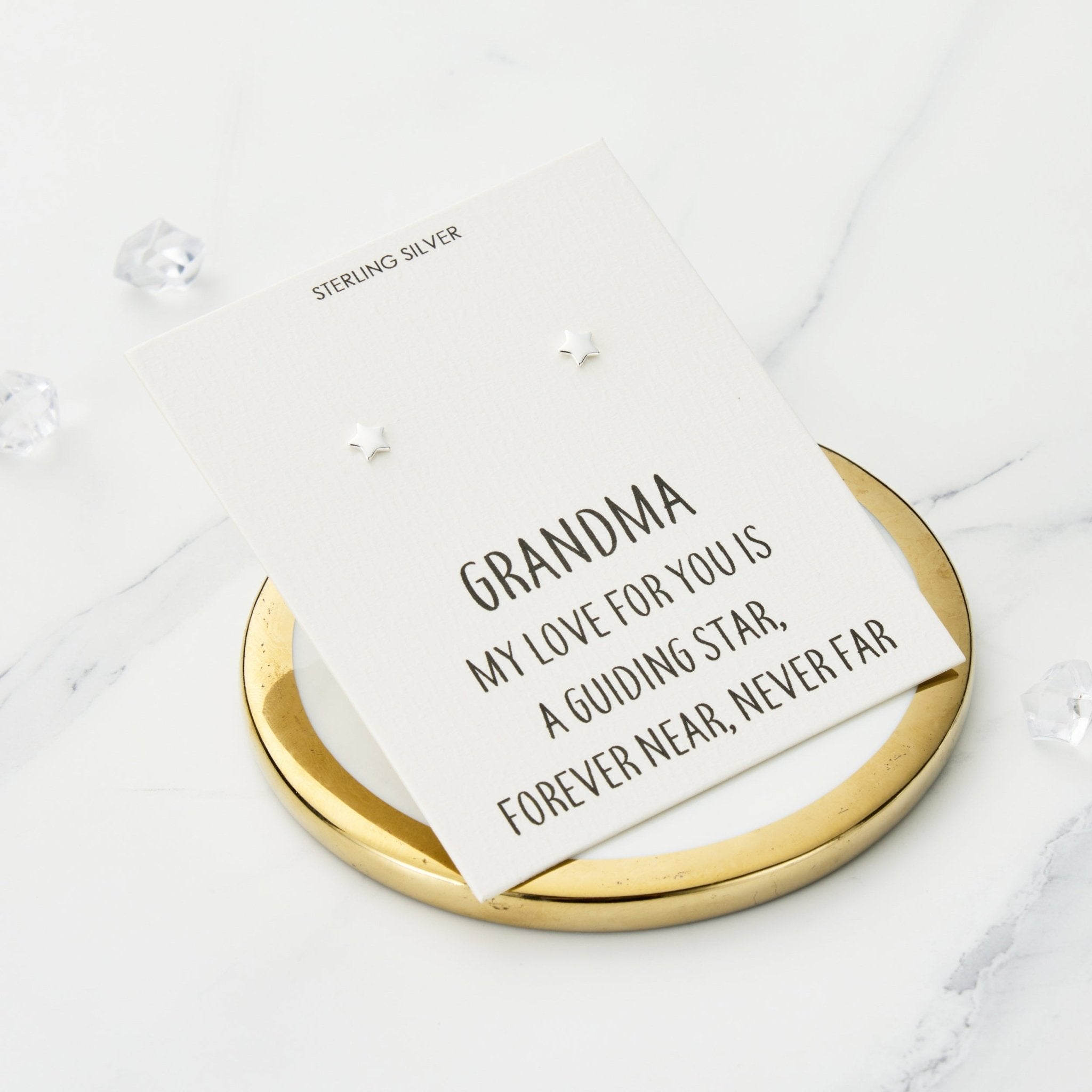 Sterling Silver Grandma Quote Star Earrings - Philip Jones Jewellery