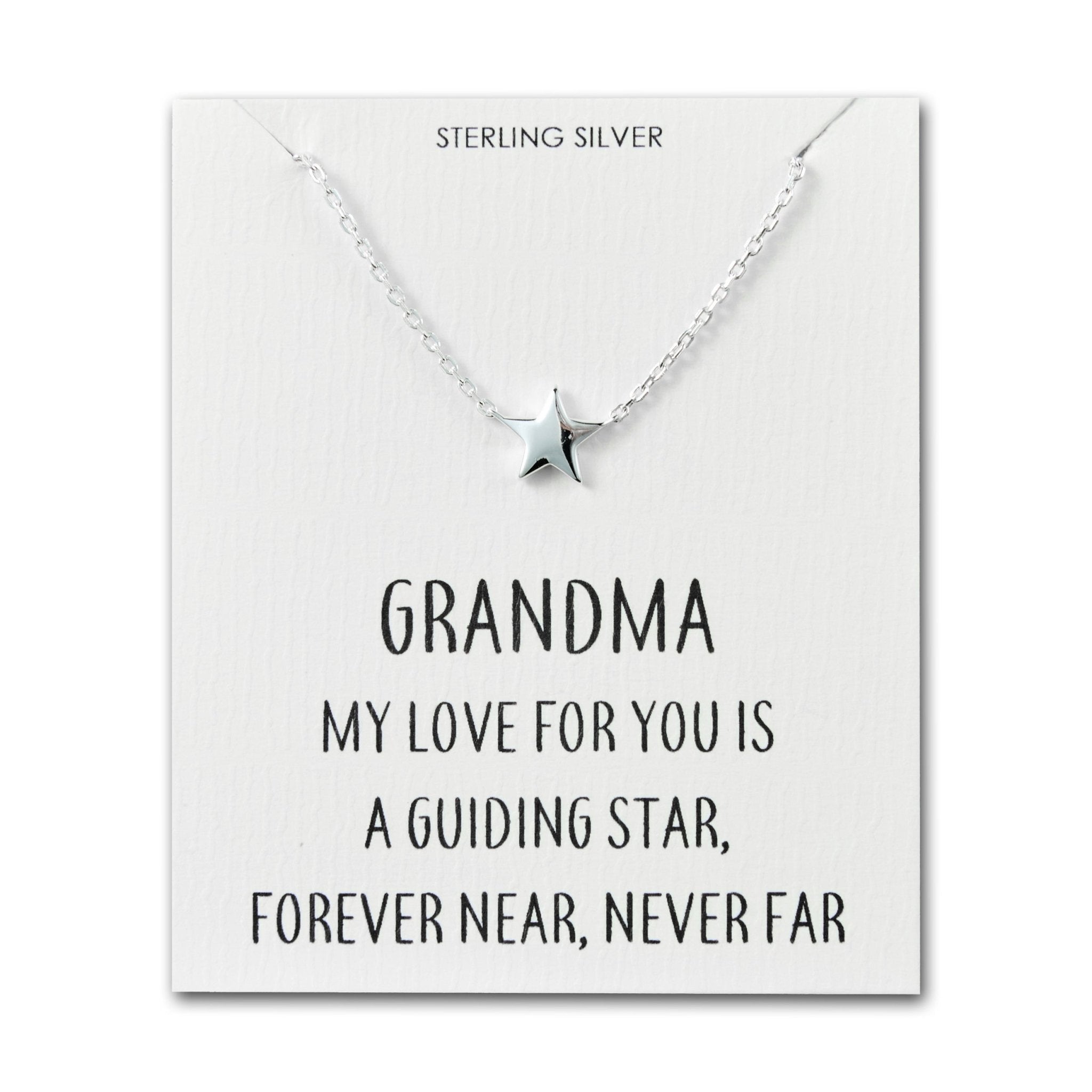 Sterling Silver Grandma Quote Star Necklace - Philip Jones Jewellery