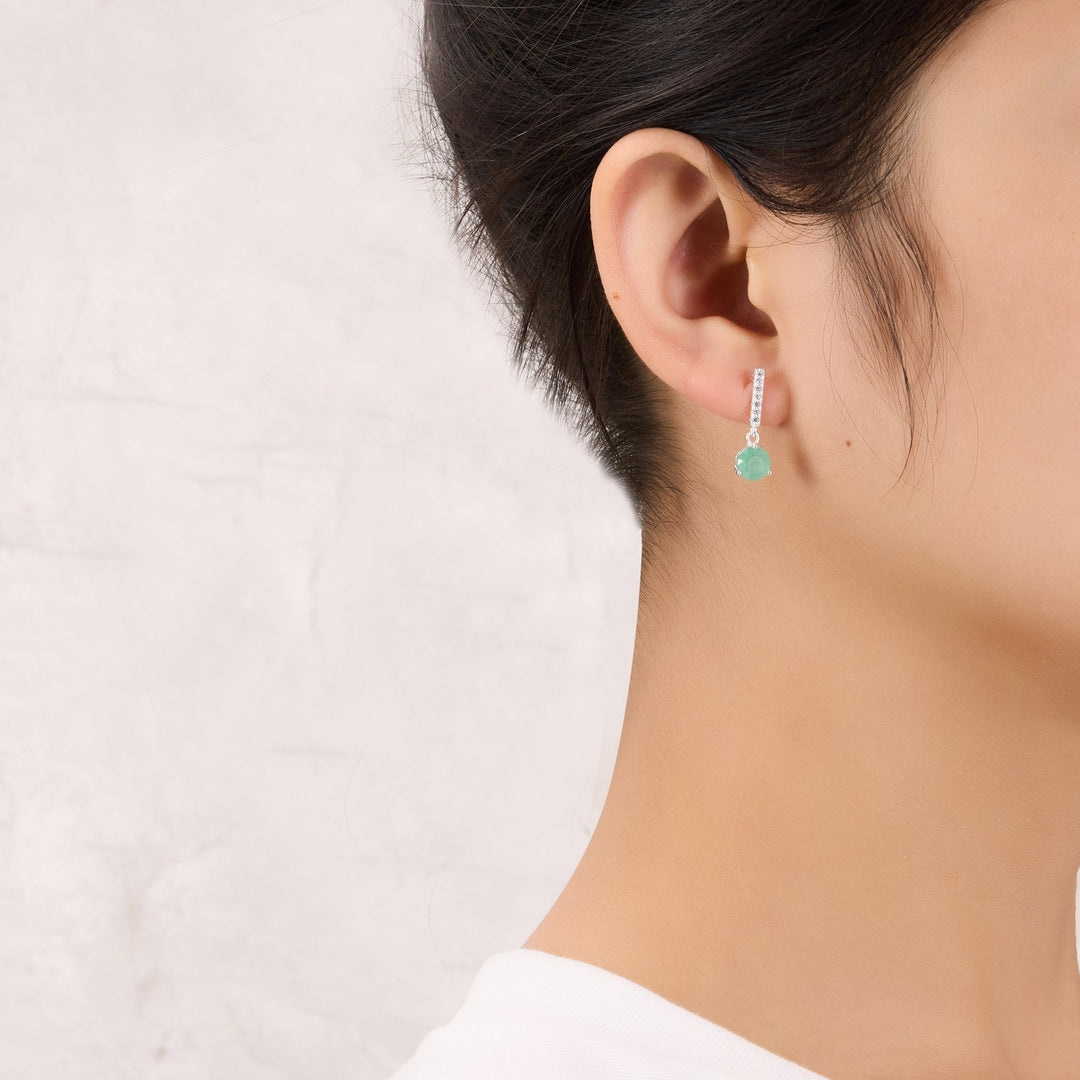 Sterling Silver Green Aventurine Gemstone Drop Earrings - Philip Jones Jewellery