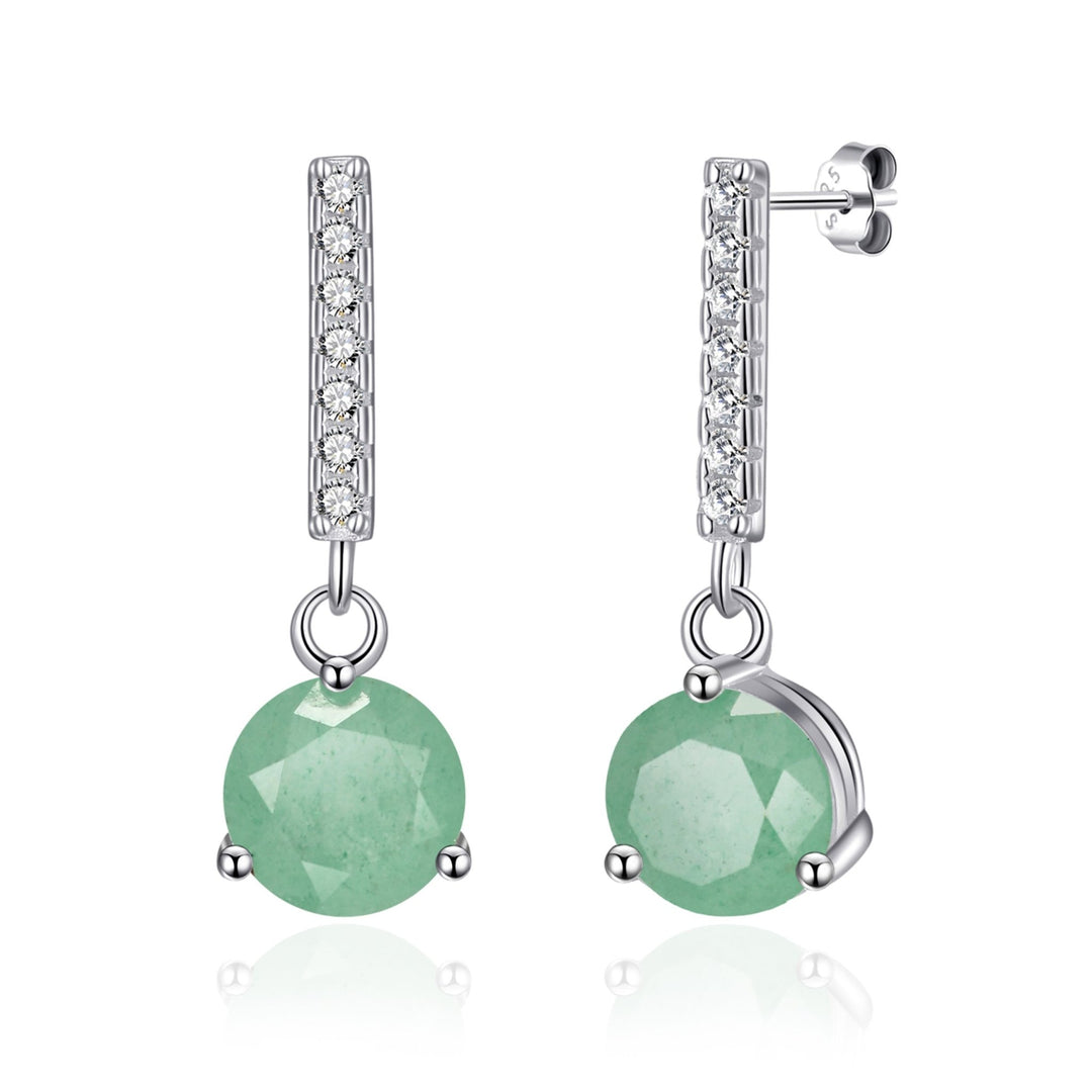 Sterling Silver Green Aventurine Gemstone Drop Earrings - Philip Jones Jewellery