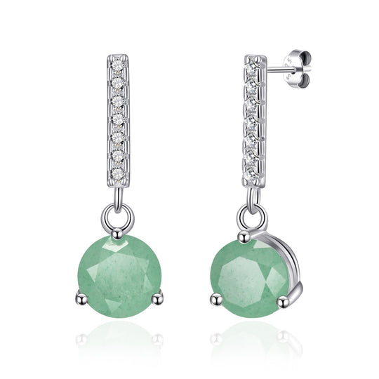 Sterling Silver Green Aventurine Gemstone Drop Earrings - Philip Jones Jewellery