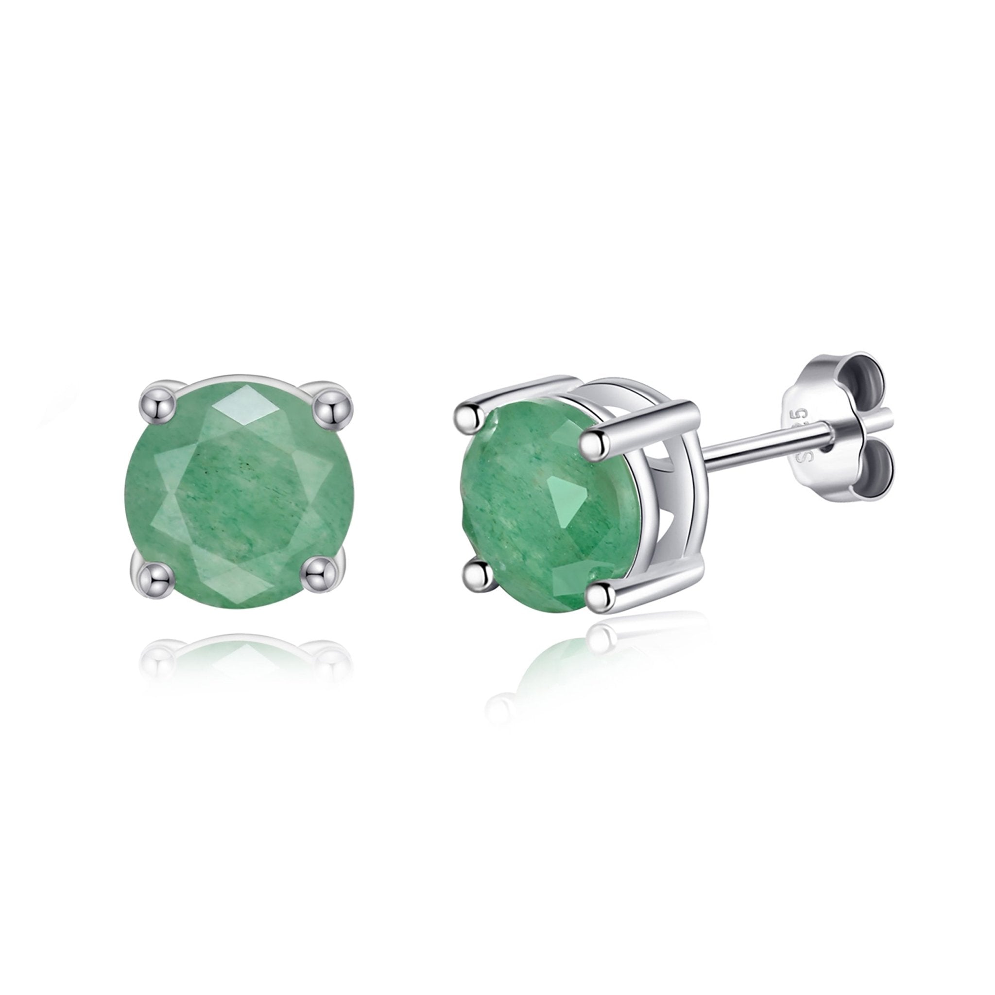 Sterling Silver Green Aventurine Gemstone Earrings - Philip Jones Jewellery