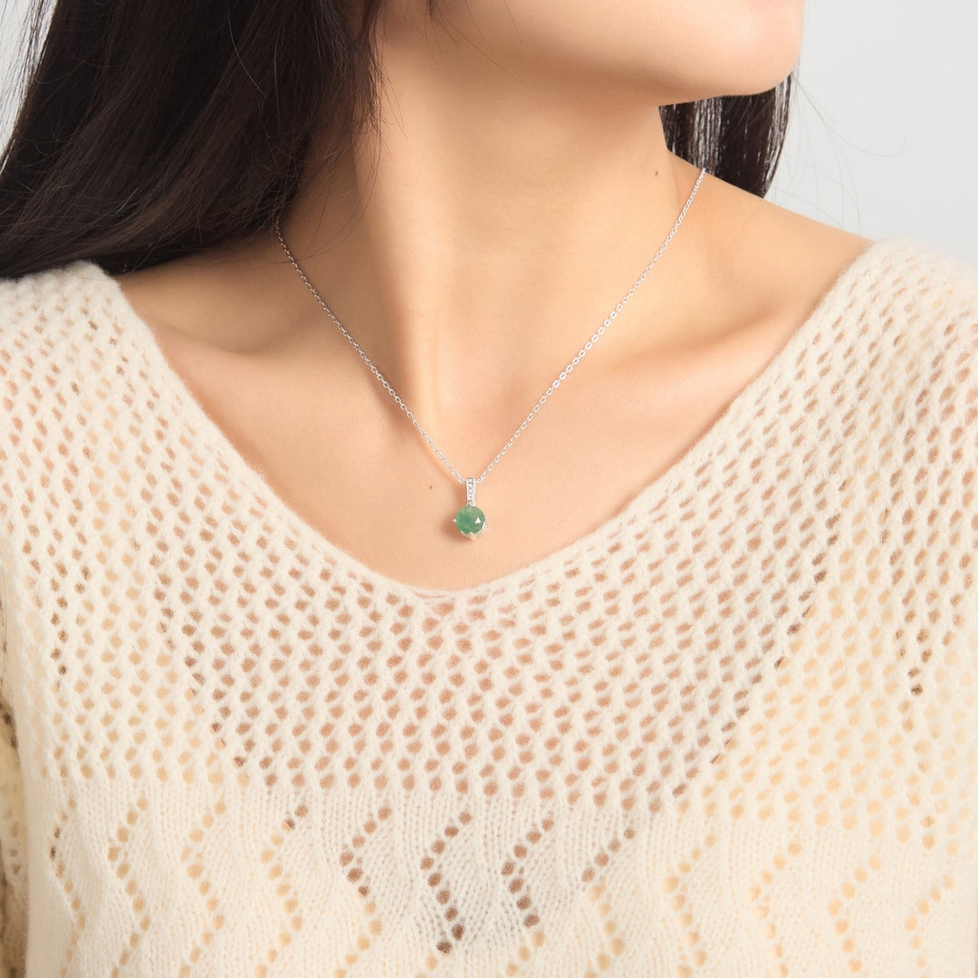 Sterling Silver Green Aventurine Gemstone Necklace - Philip Jones Jewellery