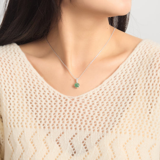 Sterling Silver Green Aventurine Gemstone Necklace - Philip Jones Jewellery