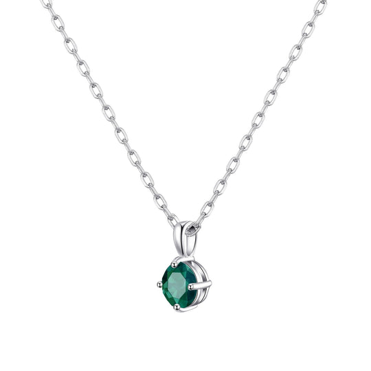 Sterling Silver Green Necklace Created with Zircondia® Crystals - Philip Jones Jewellery