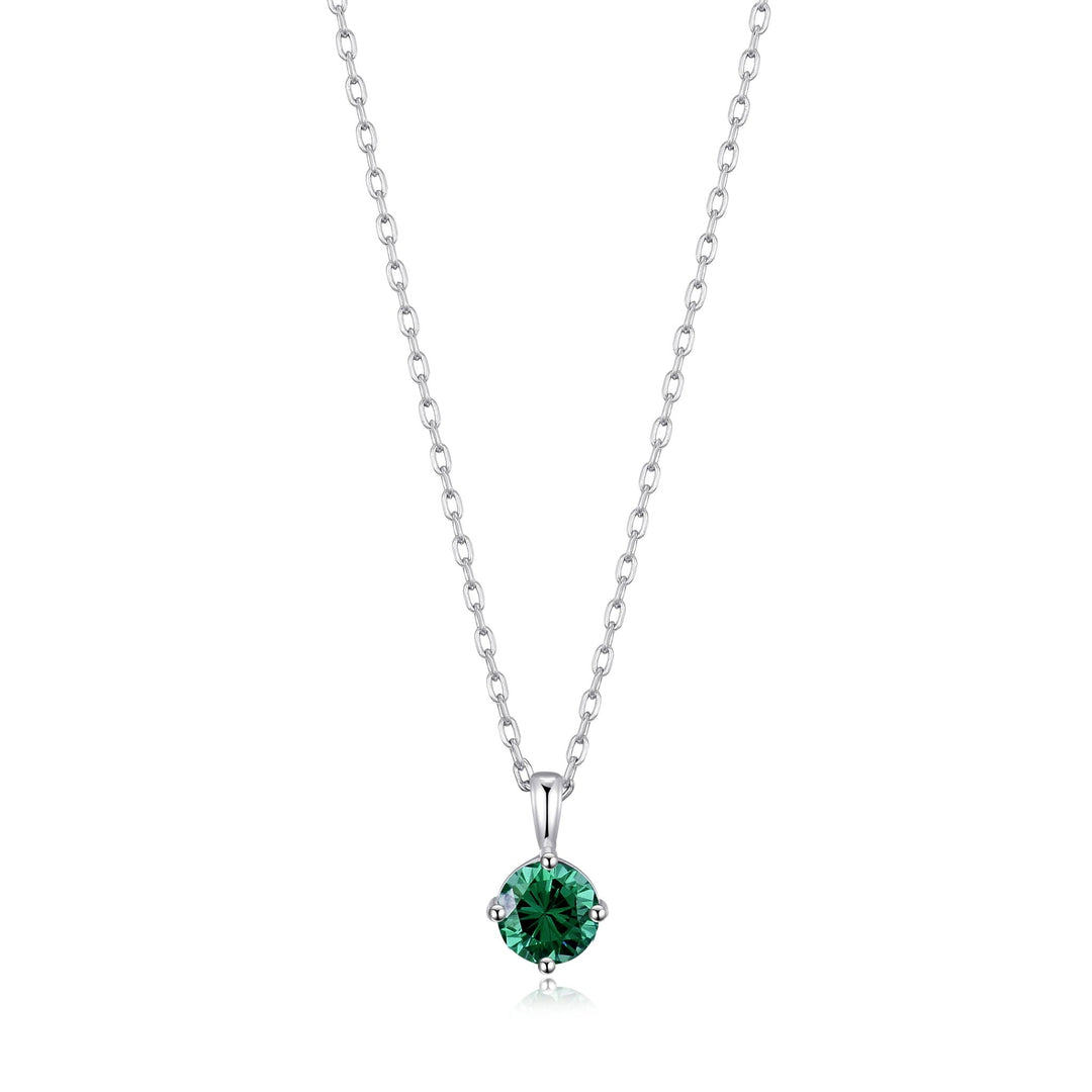 Sterling Silver Green Necklace Created with Zircondia® Crystals - Philip Jones Jewellery