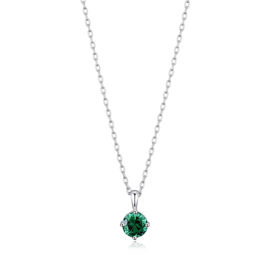 Sterling Silver Green Necklace Created with Zircondia® Crystals - Philip Jones Jewellery