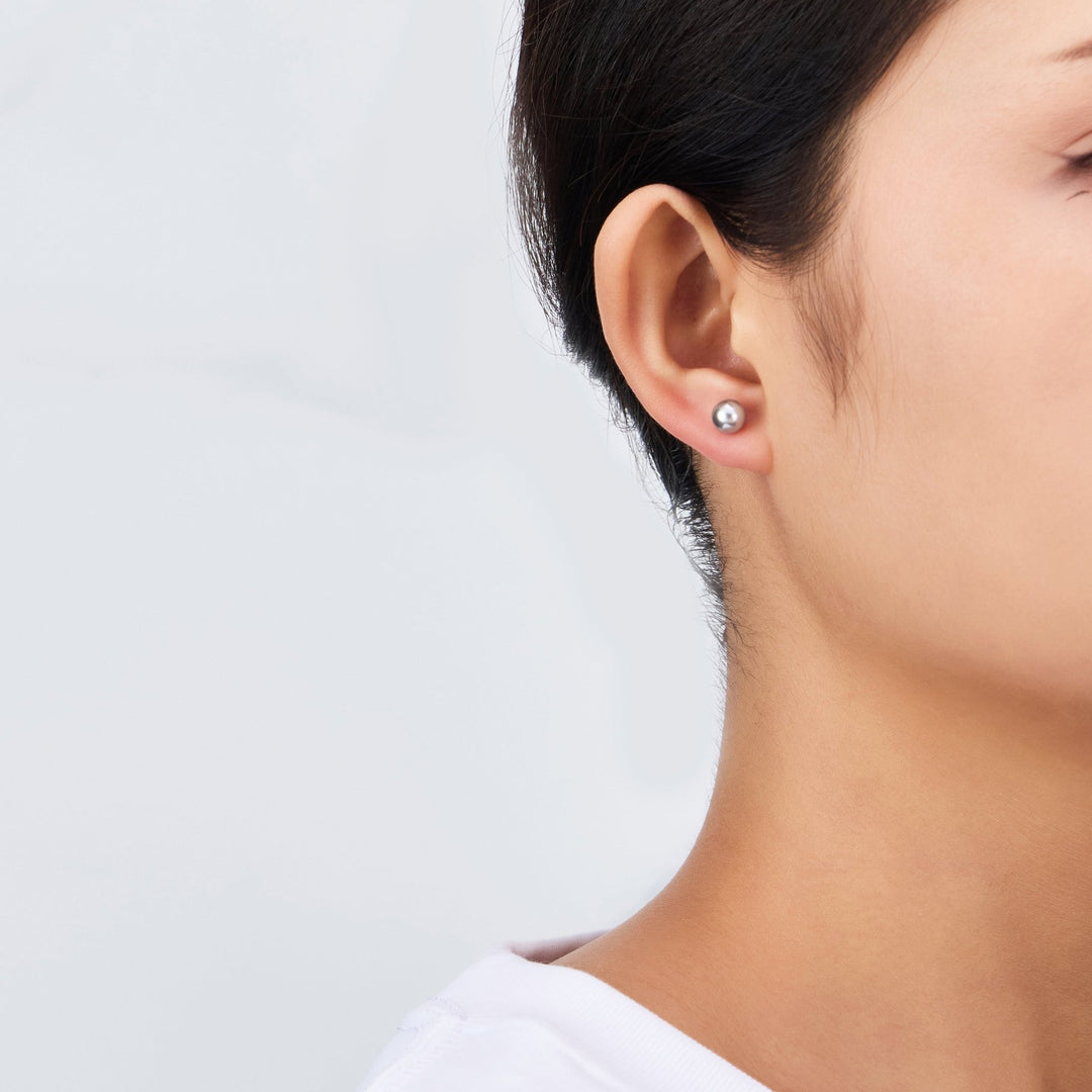 Sterling Silver Grey Shell Pearl Earrings - Philip Jones Jewellery