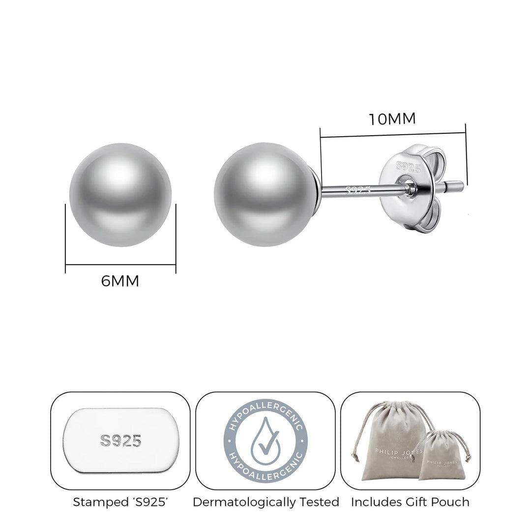 Sterling Silver Grey Shell Pearl Earrings - Philip Jones Jewellery
