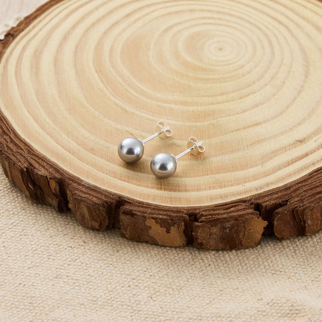 Sterling Silver Grey Shell Pearl Earrings - Philip Jones Jewellery