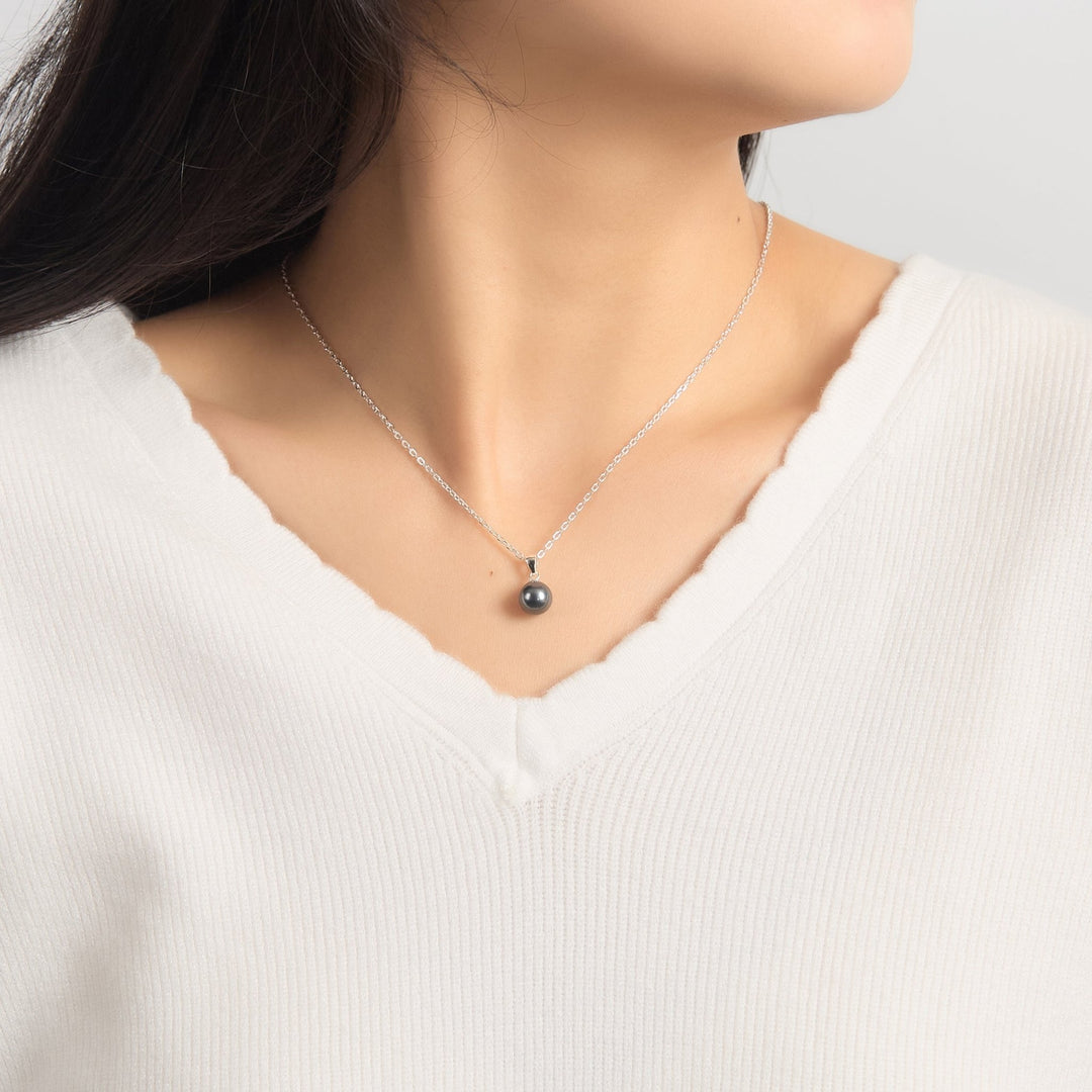 Sterling Silver Grey Shell Pearl Necklace - Philip Jones Jewellery