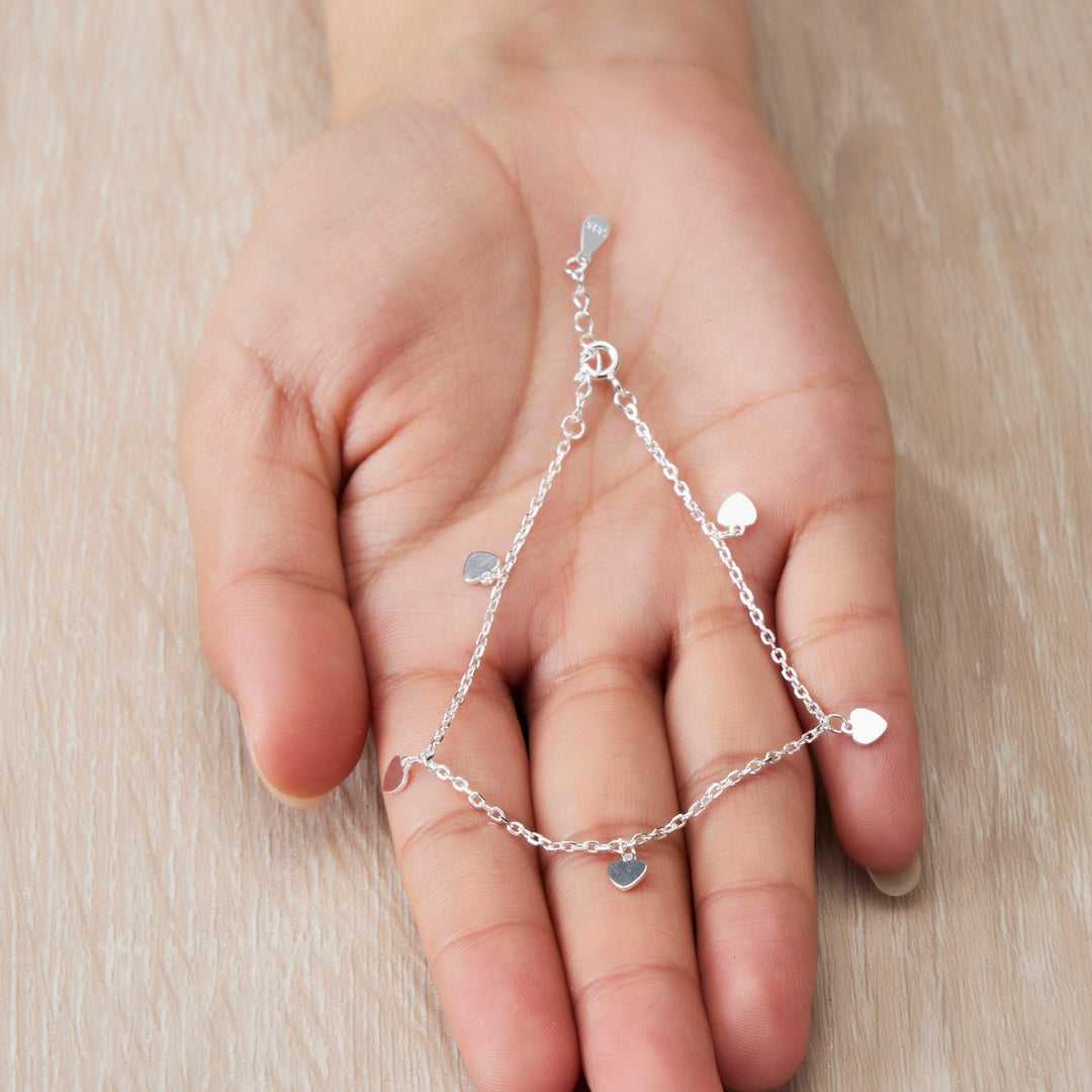 Sterling Silver Heart Charm Bracelet - Philip Jones Jewellery
