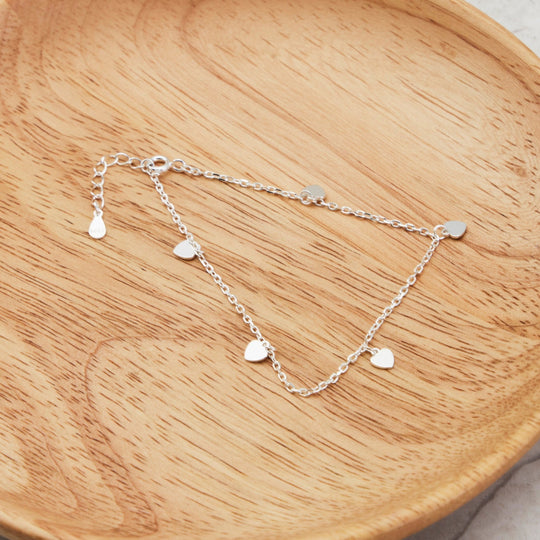 Sterling Silver Heart Charm Bracelet - Philip Jones Jewellery
