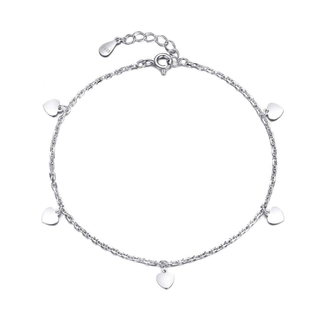Sterling Silver Heart Charm Bracelet - Philip Jones Jewellery