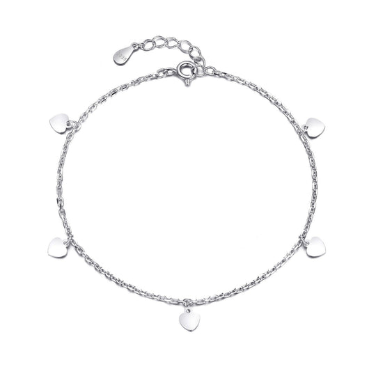 Sterling Silver Heart Charm Bracelet - Philip Jones Jewellery