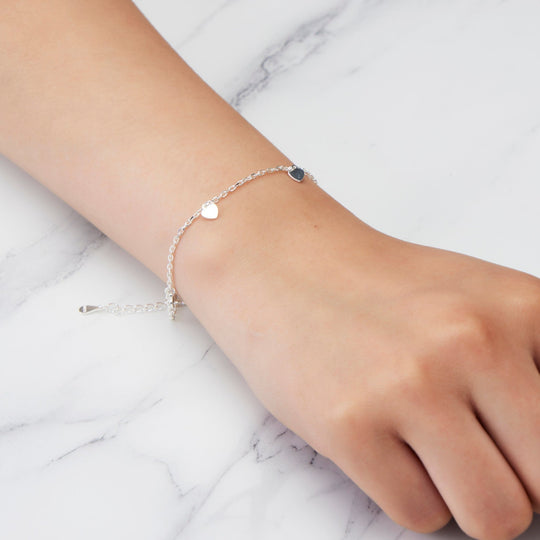 Sterling Silver Heart Charm Bracelet - Philip Jones Jewellery