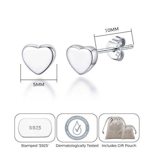 Sterling Silver Heart Earrings - Philip Jones Jewellery