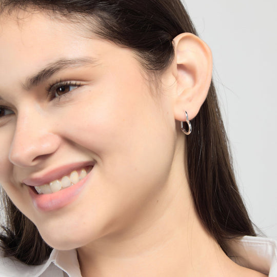 Sterling Silver Heart Hoop Earrings
