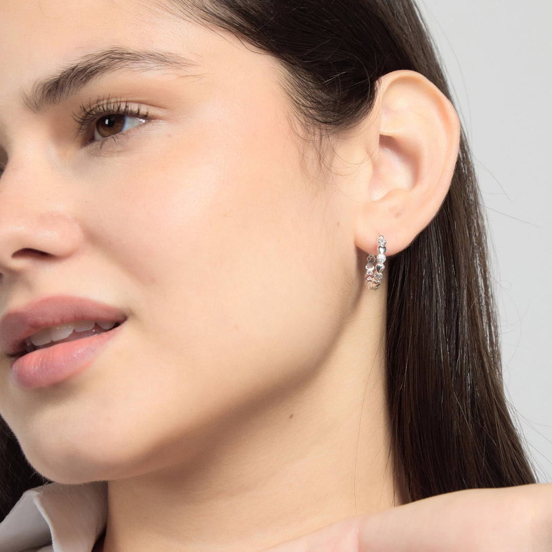 Sterling Silver Heart Hoop Earrings Created with Zircondia® Crystals