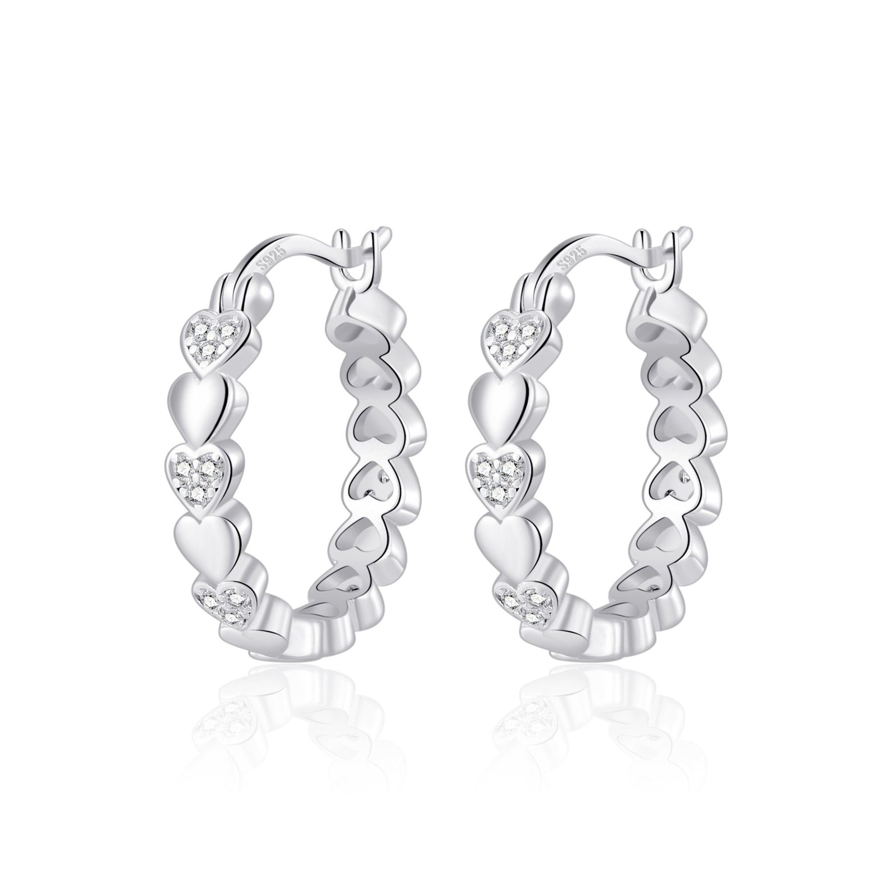 Philip Jones Silver Plated Hoop Earrings for Women 4 sterling silver heart hoop earrings created with zircondia crystals 580599