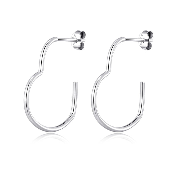 Sterling Silver Heart Hoop Earrings with Butterfly Backs - Philip Jones Jewellery