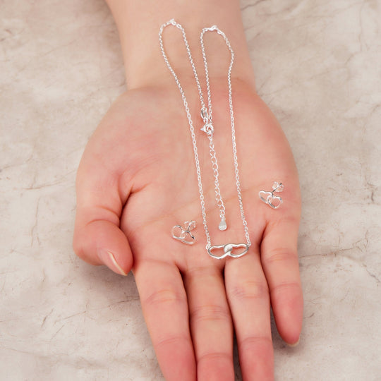 Sterling Silver Heart Link Set - Philip Jones Jewellery